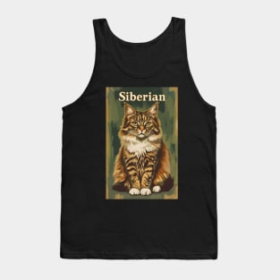 Siberian Cat Artistic Vintage Print Tank Top
